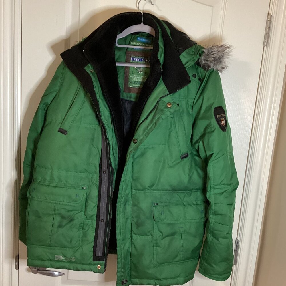 Point Zero Women's Green Duvet Premium Down Parka Coat Ski Skiing Winter